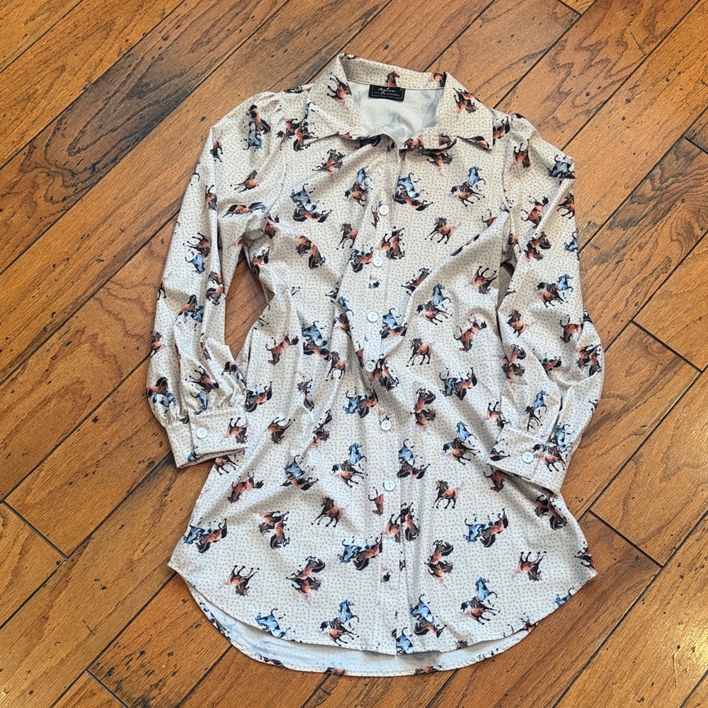 Printed Button-Up Dress